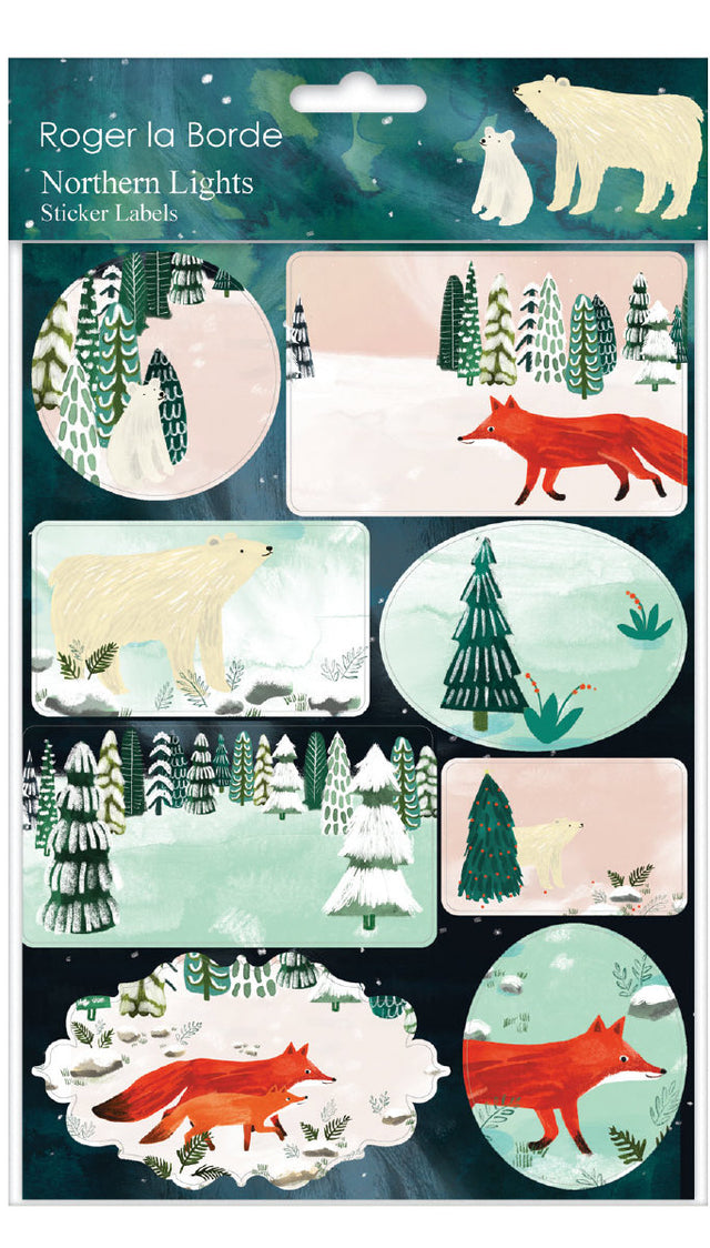 Roger la Borde Northern Lights Sticker Labels Sheet featuring artwork by Katie Vernon
