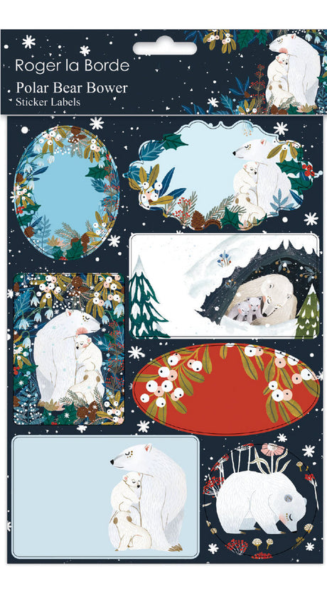 Roger la Borde Polar Bear Bower Sticker Labels Sheet featuring artwork by Antoana Oreski
