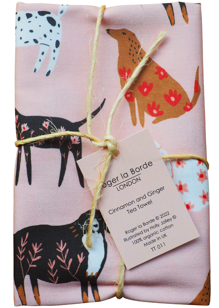 Roger la Borde Cinnamon and Ginger Tea Towel Set featuring artwork by Holly Jolley