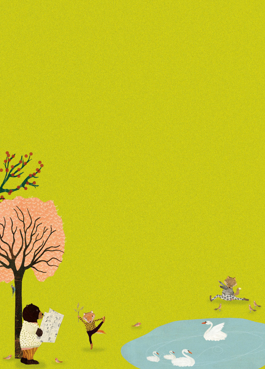 Roger la Borde Yoga in the Park Writing Paper Set featuring artwork by Katherine Quinn