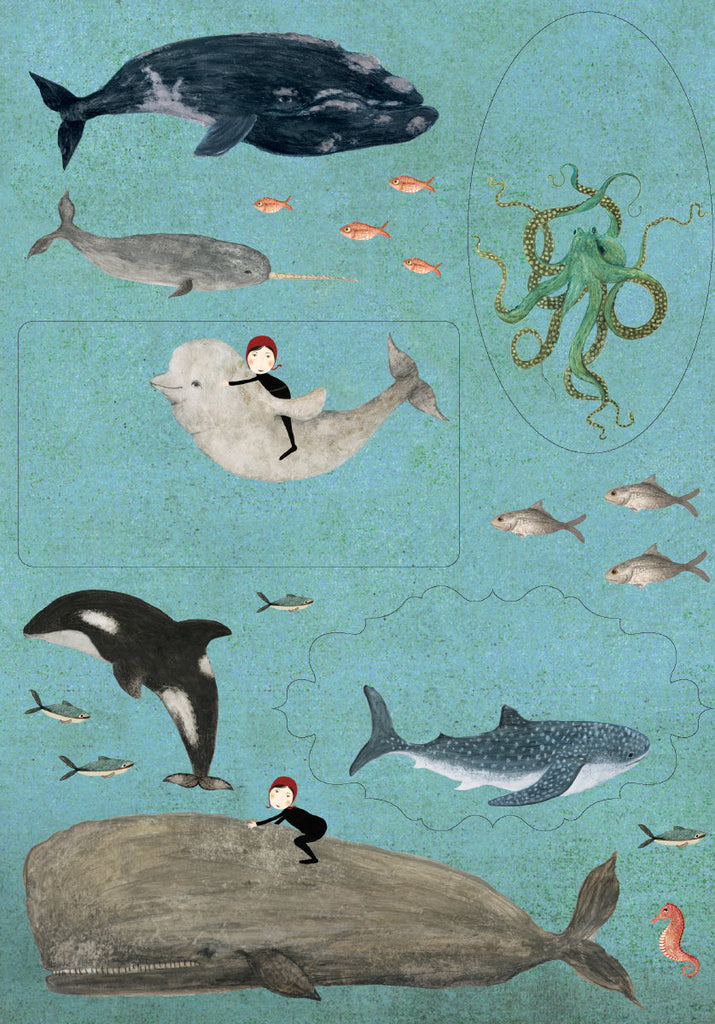 Roger la Borde Whale Song Writing Paper Set featuring artwork by Katherine Quinn