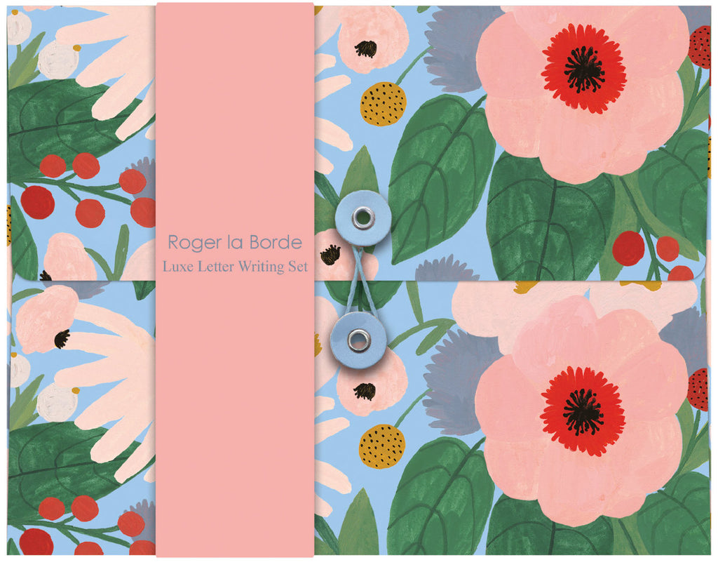 Roger la Borde Big Pink Writing Paper Set featuring artwork by Kate Pugsley
