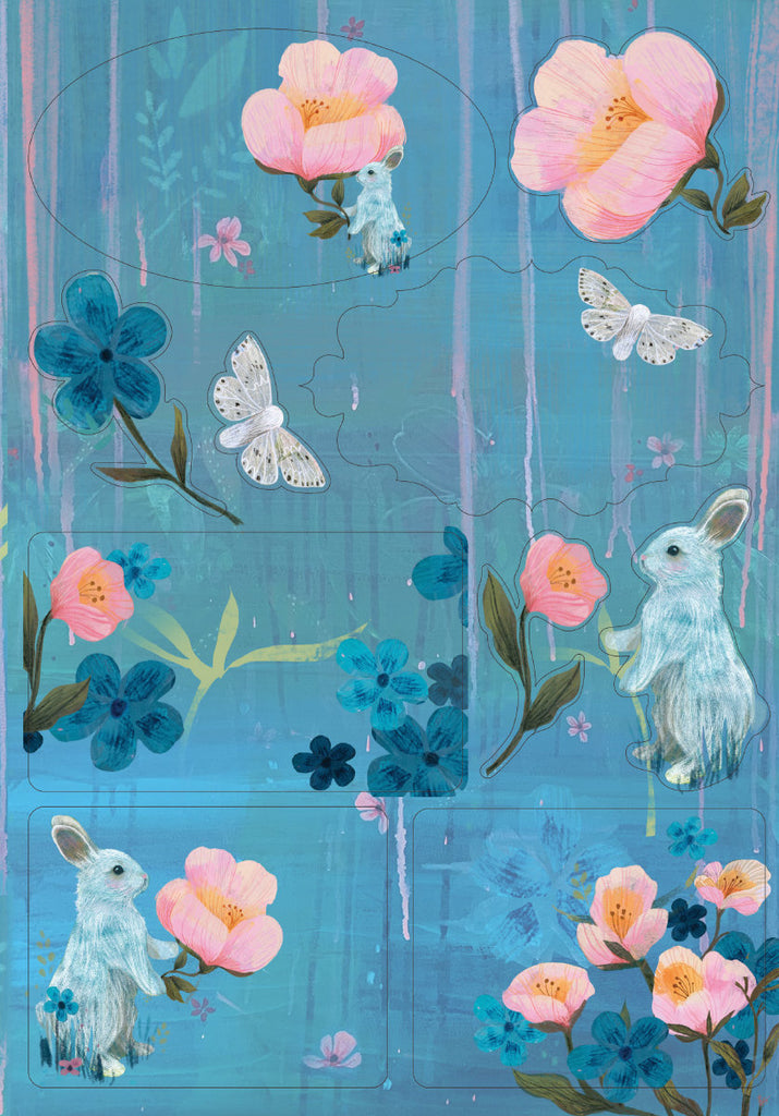 Roger la Borde White Rabbits Writing Paper Set featuring artwork by Kendra Binney