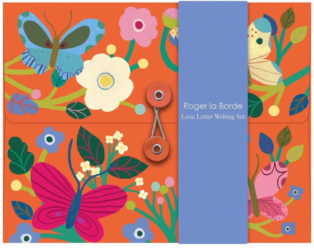Roger la Borde Butterfly Garden Writing Paper Set featuring artwork by Monika Forsberg