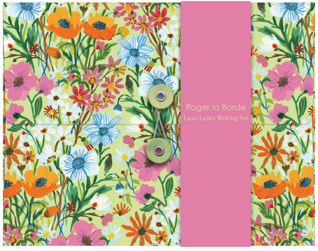 Roger la Borde Flower Field Writing Paper Set featuring artwork by Carolyn Gavin