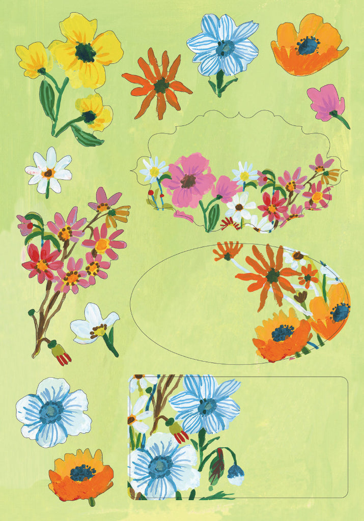 Roger la Borde Flower Field Writing Paper Set featuring artwork by Carolyn Gavin